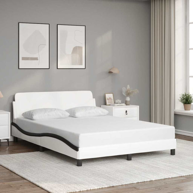 Vidaxl bedframe dover kunstleer wit en zwart 140x190 cm