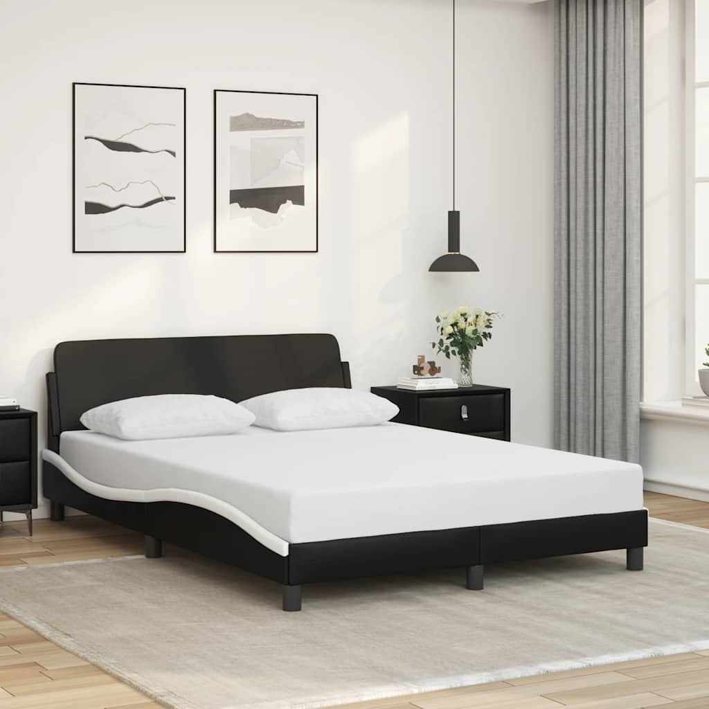 Vidaxl bedframe dover kunstleer zwart en wit 140x200 cm