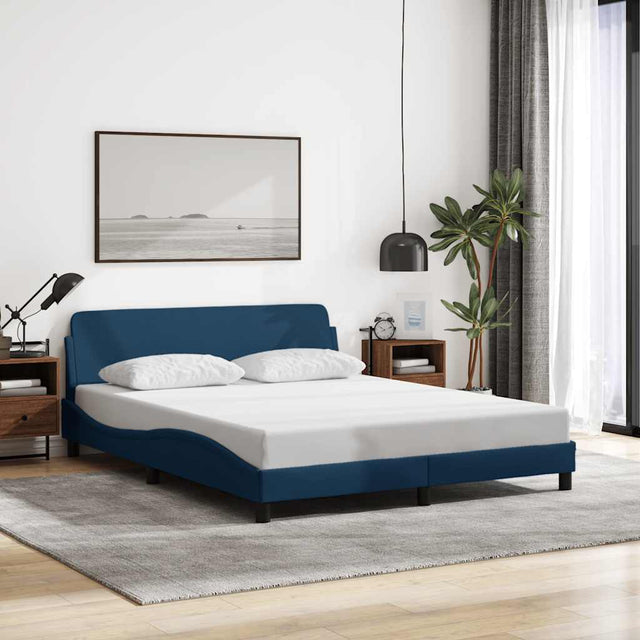 Vidaxl bedframe met hoofdeinde dover 160x200 cm stof blauw