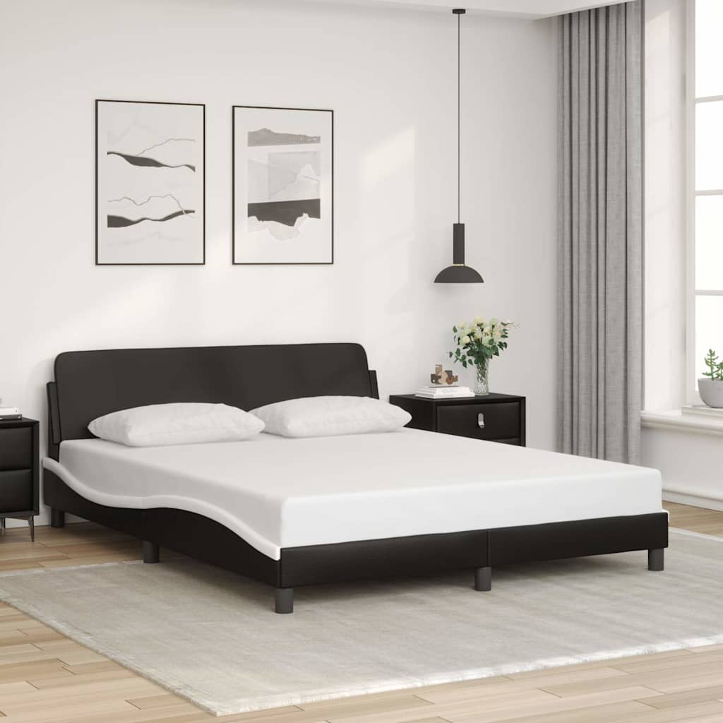Vidaxl bedframe dover kunstleer zwart en wit 160x200 cm