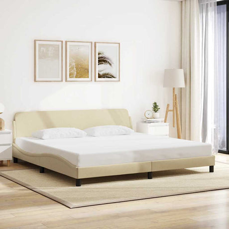 Vidaxl bedframe dover stof crèmekleurig 200x200 cm