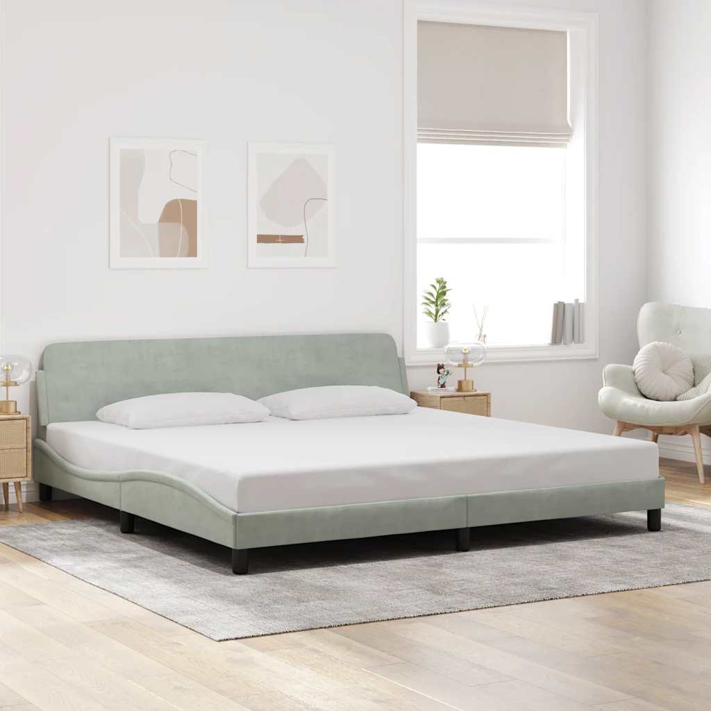 Vidaxl bedframe dover 200x200 cm fluweel lichtgrijs