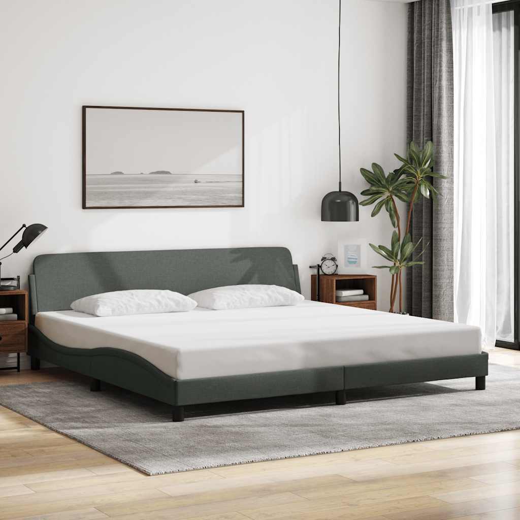 Vidaxl bedframe dover stof donkergrijs 193x203 cm