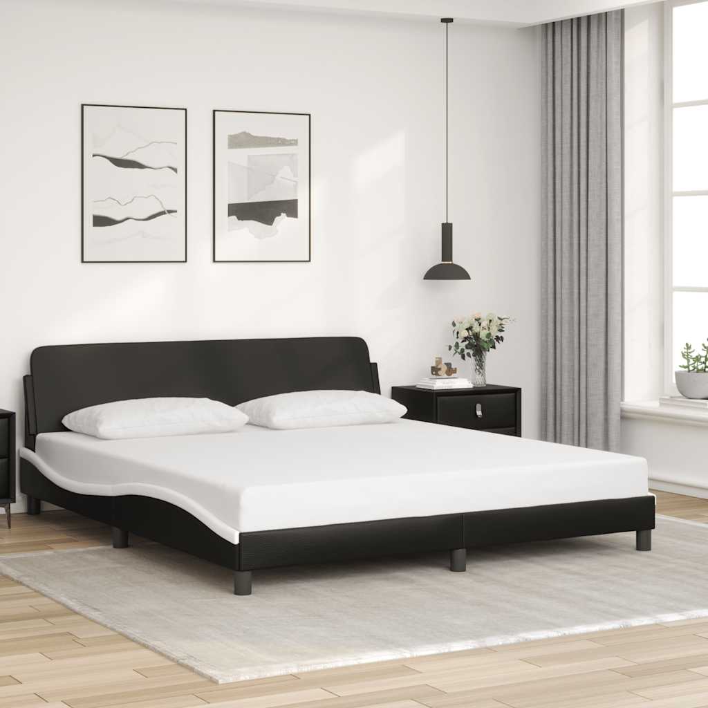 Vidaxl bedframe dover kunstleer zwart en wit 183x213 cm