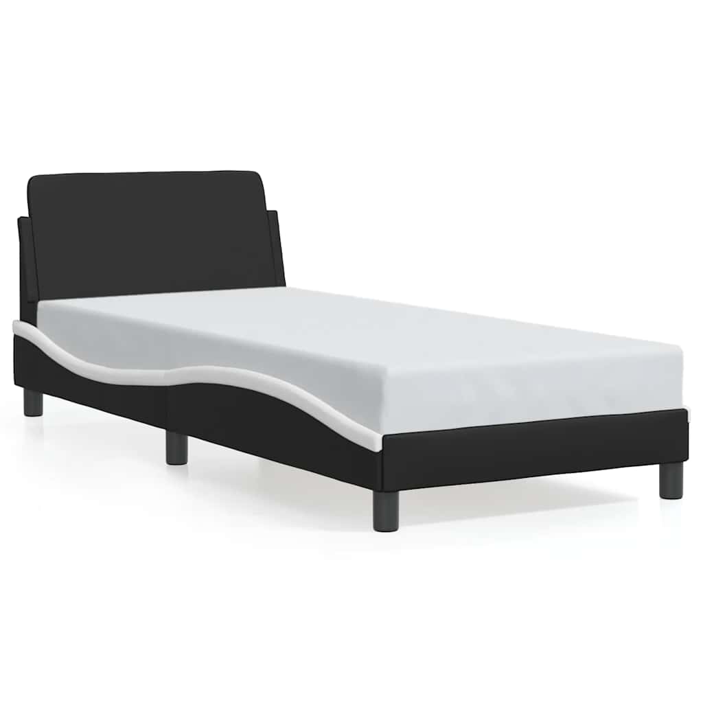Vidaxl bedframe dover zwart en wit 90x190 cm kunstleer
