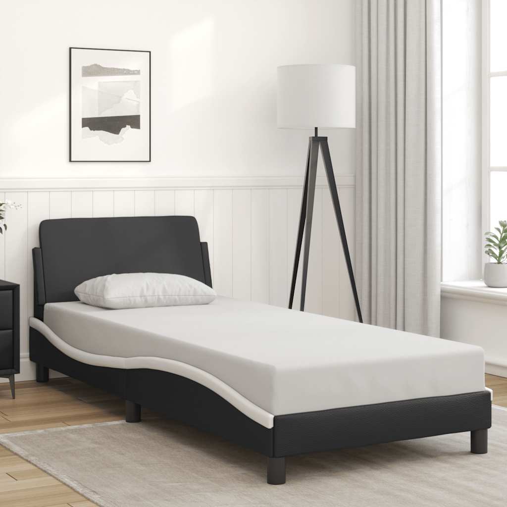 Vidaxl bedframe dover zwart en wit 90x190 cm kunstleer