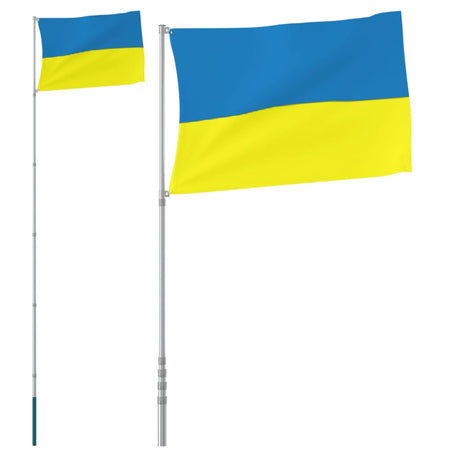 Flaga VidaXL z masztem Ukraina 5,55 m aluminium