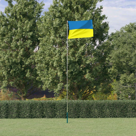 Flaga VidaXL z masztem Ukraina 5,55 m aluminium