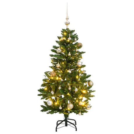 VidaXL Sztuczna choinka z zawiasami 150 LED i bombkami 120 cm
