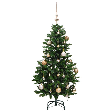 VidaXL Sztuczna choinka z zawiasami 150 diod LED i bombkami 150 cm