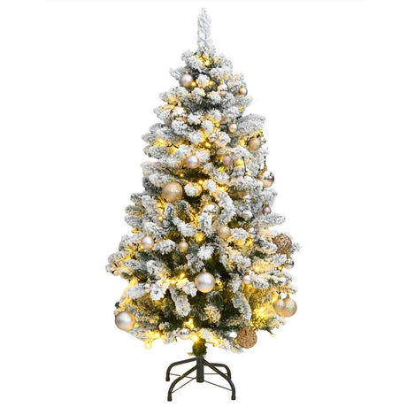 VidaXL Sztuczna choinka z zawiasami 150 diod LED i bombkami 150 cm