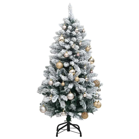 VidaXL Sztuczna choinka z zawiasami 150 diod LED i bombkami 150 cm