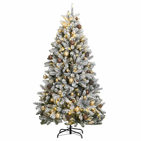 Vidaxl kunstkerstboom met scharnieren 300 led's en kerstballen 270 cm