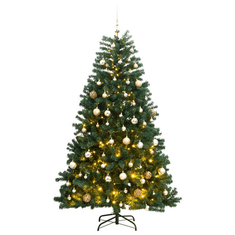 VidaXL Sztuczna choinka z zawiasami 300 diod LED i bombkami 240 cm