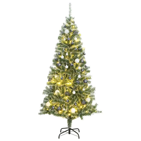 VidaXL Sztuczna choinka z 300 diodami LED, bombkami i śniegiem 240 cm