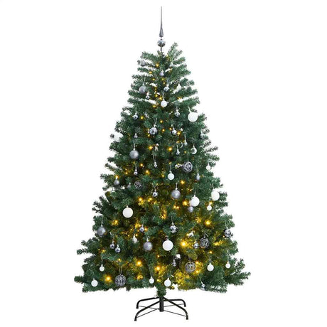 VidaXL Sztuczna choinka z zawiasami 300 diod LED i bombkami 210 cm