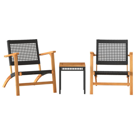 Vidaxl 3-delige bistroset poly rattan en massief acaciahout zwart