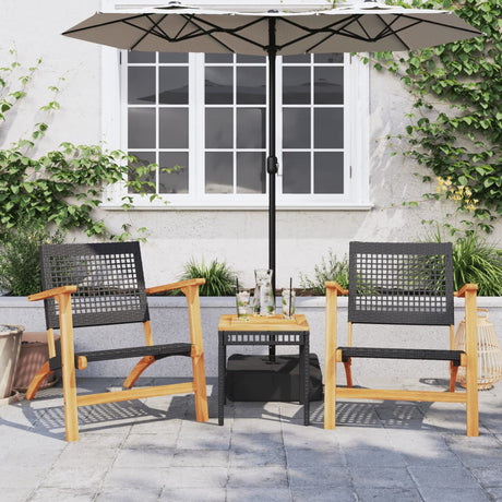 Vidaxl tuinnstoelen 2 st poly rattan en acaciahout zwart
