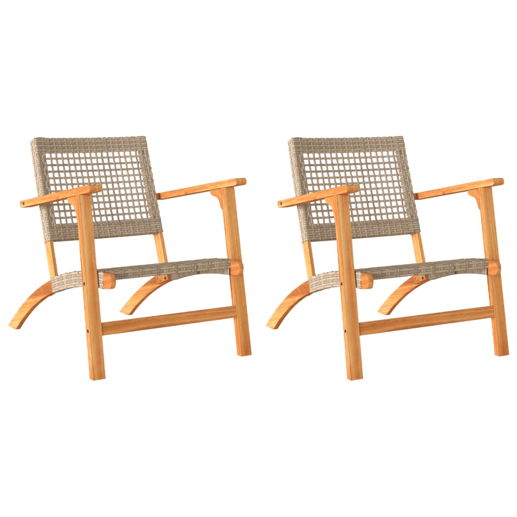 Vidaxl tuinstoelen 2 st poly rattan en acaciahout beige
