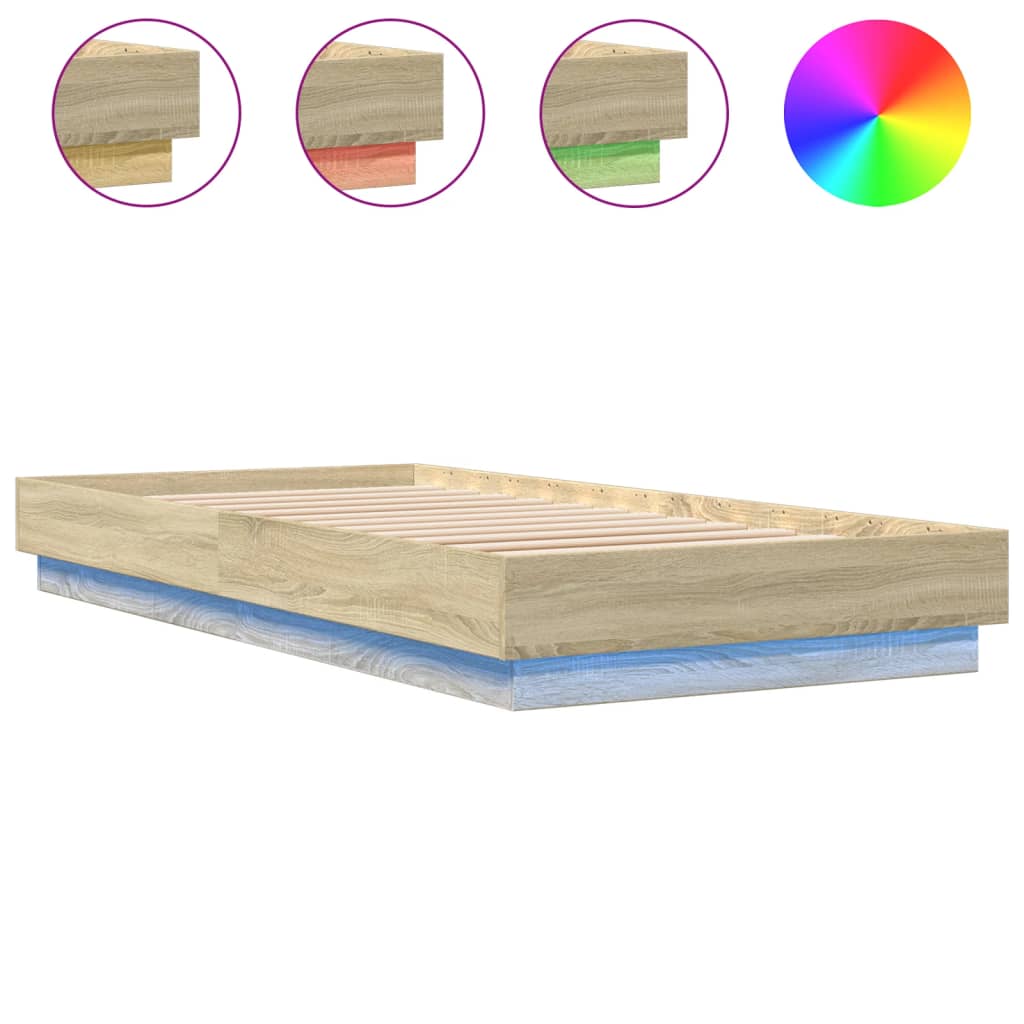 Vidaxl bedframe met led-verlichting sonoma eikenkleurig 100x200 cm