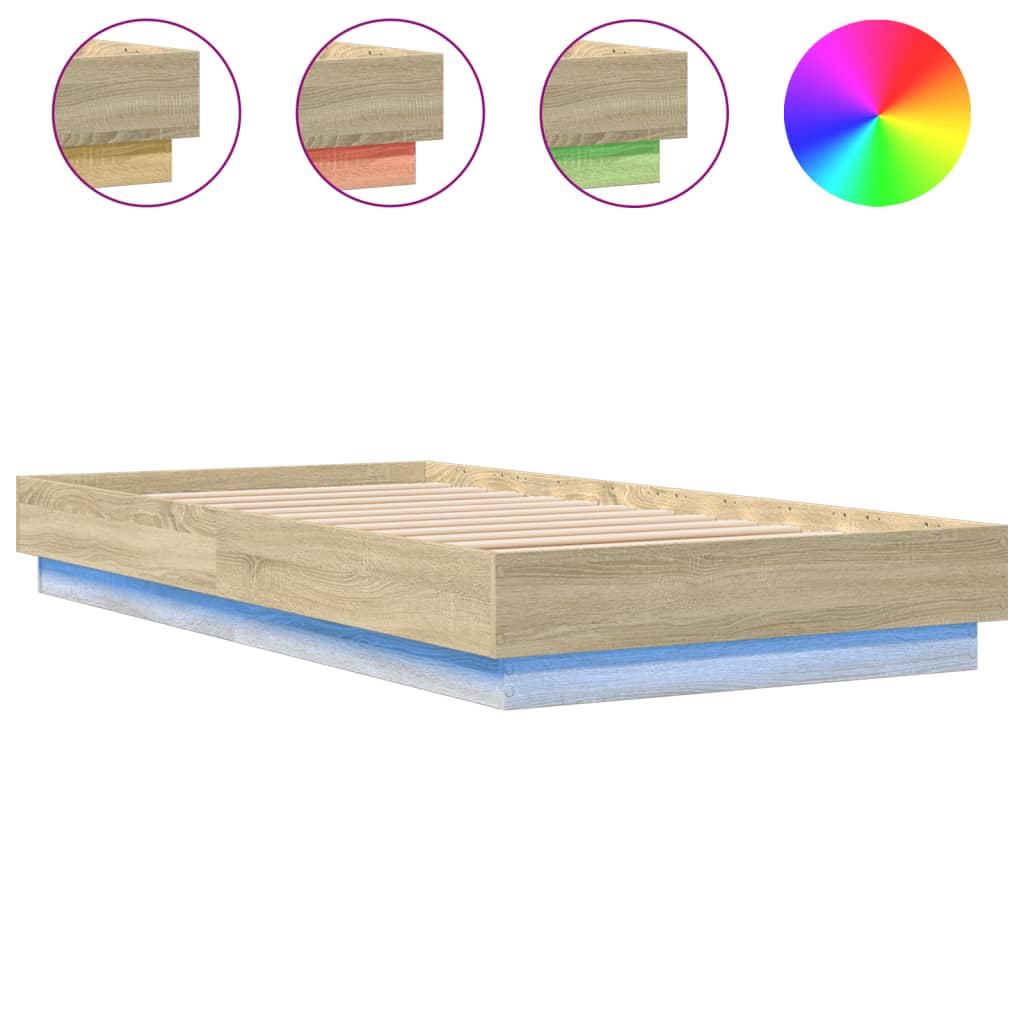 Vidaxl bedframe met led-verlichting sonoma eikenkleurig 90x190 cm