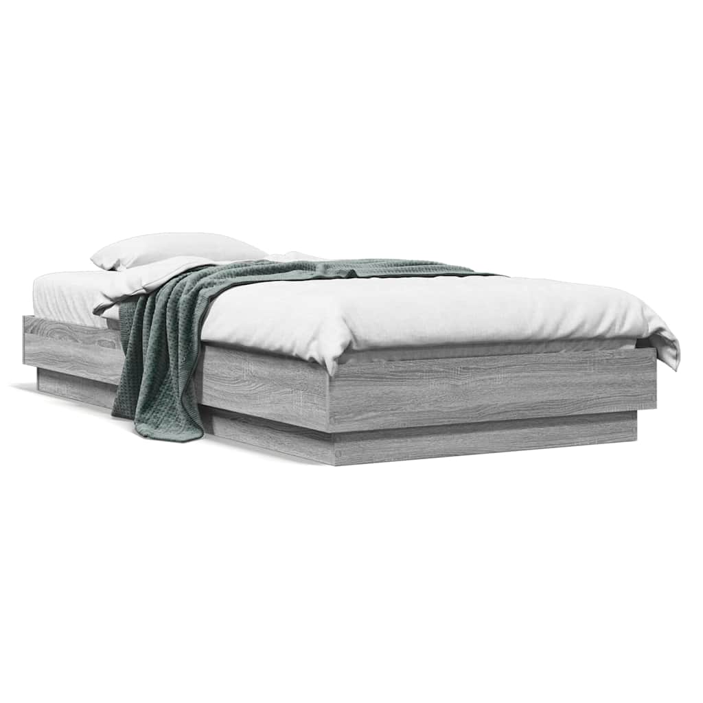 Vidaxl bedframe bewerkt hout grijs sonoma eikenkleurig 90x190 cm