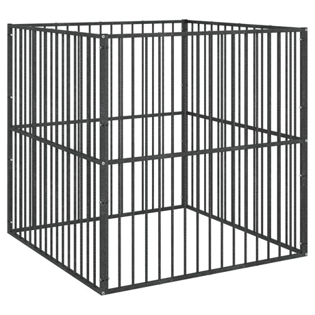Buda dla psa VidaXL 4-panelowa, stal malowana proszkowo na kolor czarny