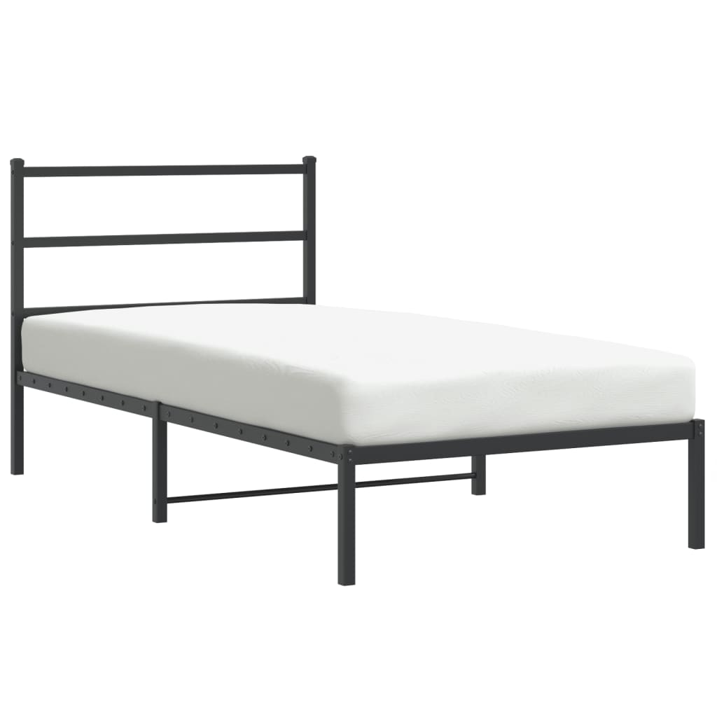 Vidaxl bedframe met hoofdbord metaal zwart 100x200 cm