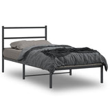 Vidaxl bedframe met hoofdbord metaal zwart 100x200 cm