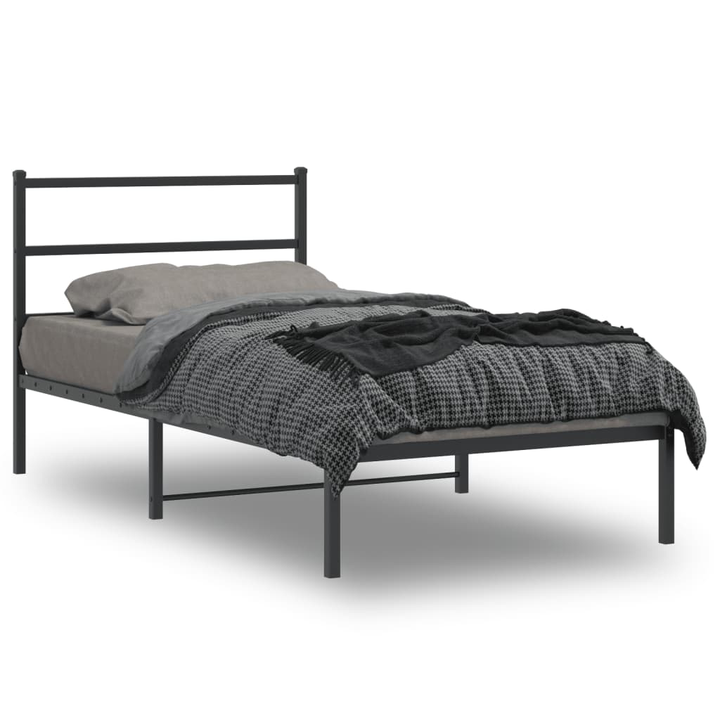 Vidaxl bedframe met hoofdbord metaal zwart 107x203 cm