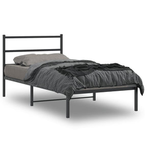 Vidaxl bedframe met hoofdbord metaal zwart 107x203 cm