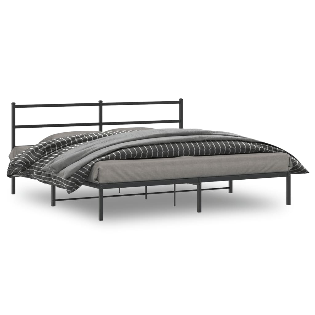 Vidaxl bedframe met hoofdbord metaal zwart 180x200 cm