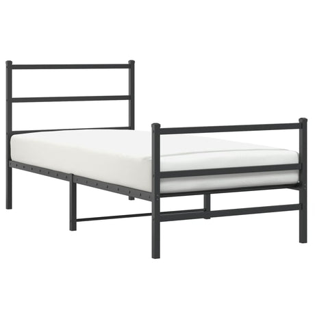 Vidaxl bedframe met hoofd- en voeteneinde metaal zwart 90x200 cm