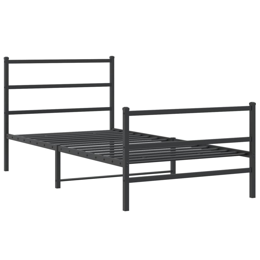 Vidaxl bedframe met hoofd- en voeteneinde metaal zwart 100x200 cm