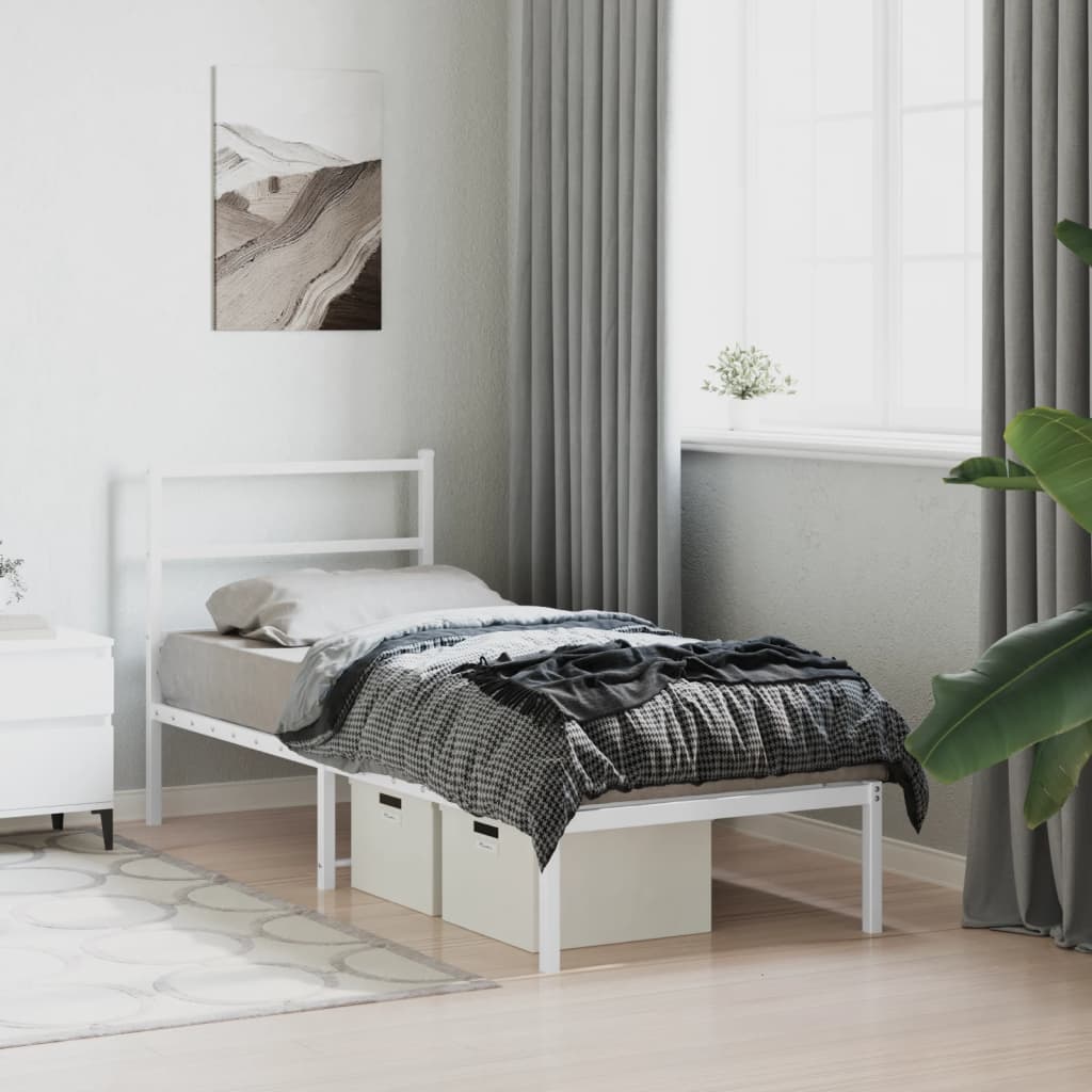 Vidaxl bedframe met hoofdbord metaal wit 80x200 cm