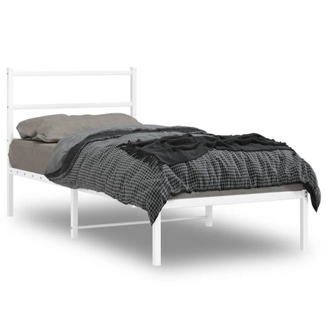 Vidaxl bedframe met hoofdbord metaal wit 90x190 cm