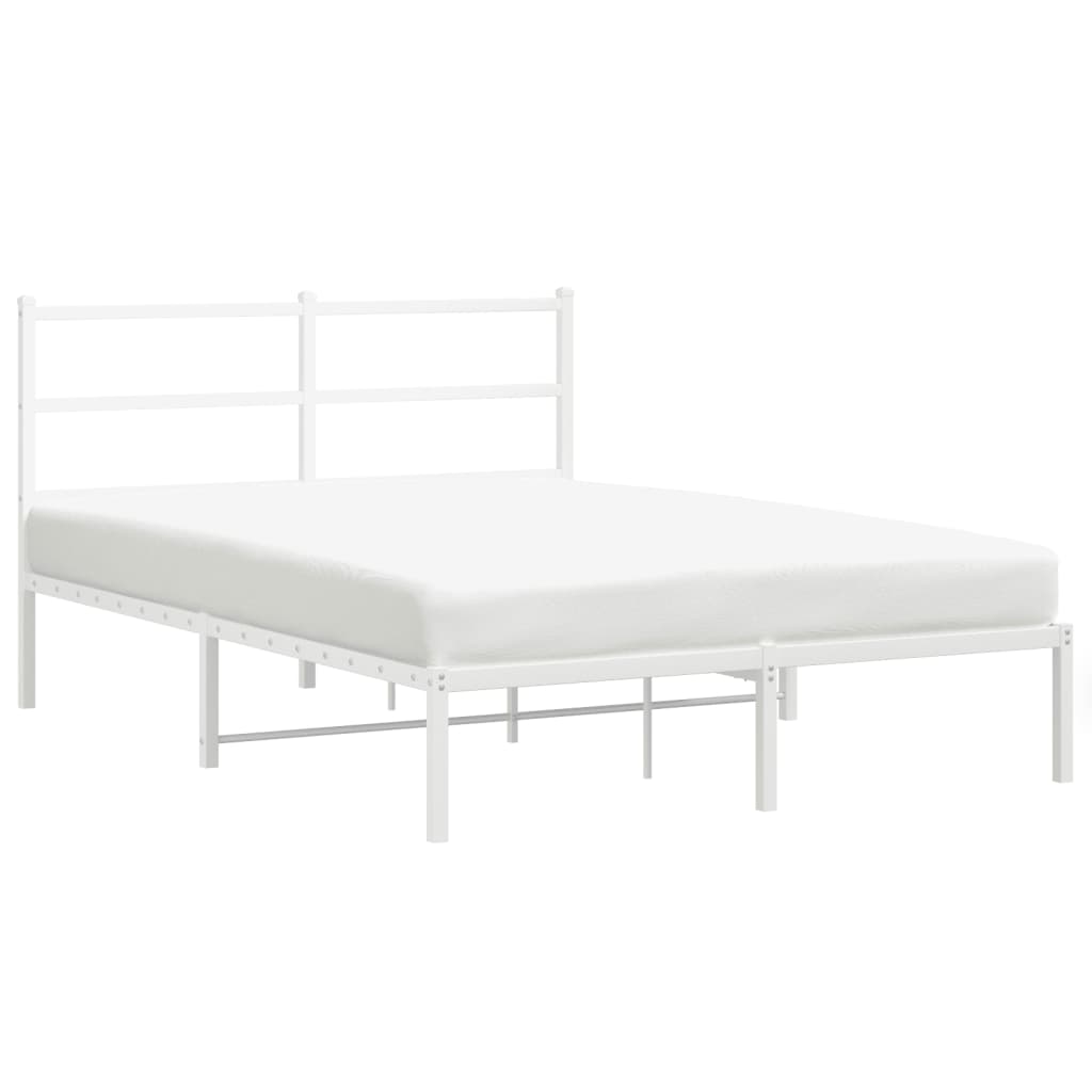 Vidaxl bedframe met hoofdbord metaal wit 135x190 cm