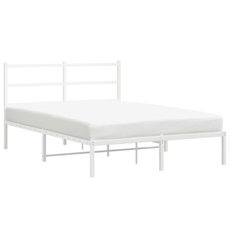 Vidaxl bedframe met hoofdbord metaal wit 135x190 cm