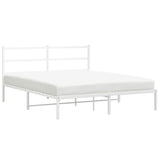 Vidaxl bedframe met hoofdbord metaal wit 150x200 cm
