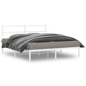 Vidaxl bedframe met hoofdbord metaal wit 150x200 cm