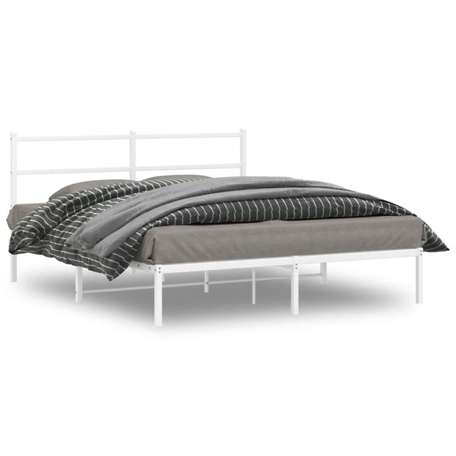 Vidaxl bedframe met hoofdbord metaal wit 160x200 cm