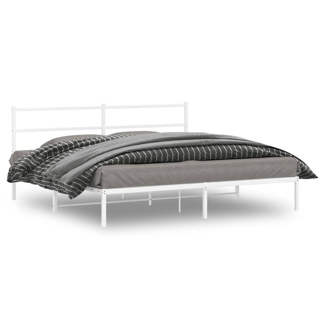Vidaxl bedframe met hoofdbord metaal wit 183x213 cm