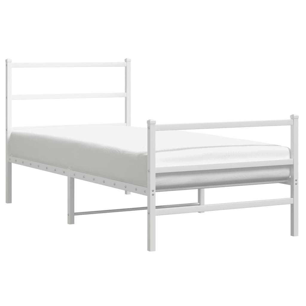 Vidaxl bedframe met hoofd- en voeteneinde metaal wit 90x190 cm