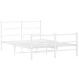 Vidaxl bedframe met hoofd- en voeteneinde metaal wit 135x190 cm