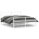 Vidaxl bedframe met hoofd- en voeteneinde metaal wit 150x200 cm