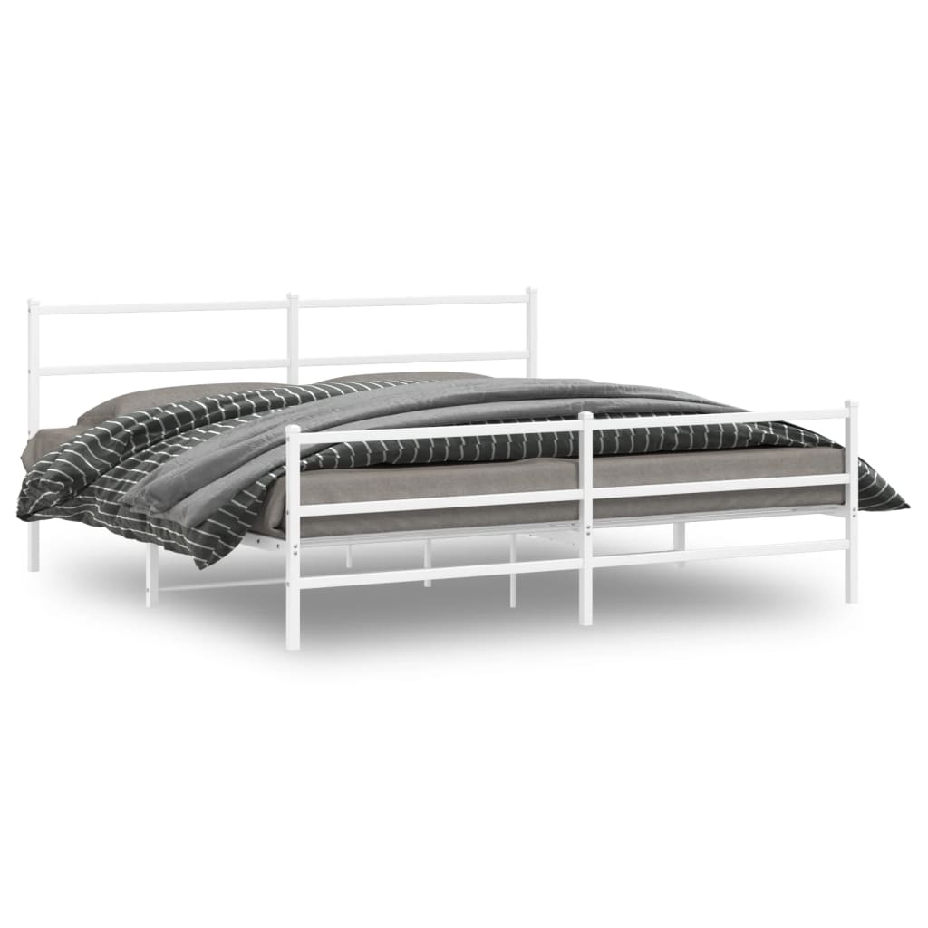 Vidaxl bedframe met hoofd- en voeteneinde metaal wit 200x200 cm