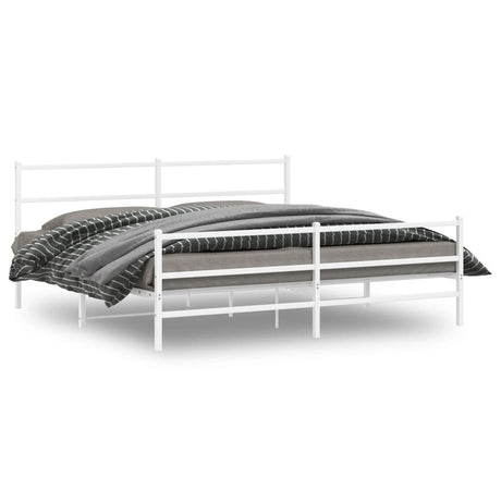 Vidaxl bedframe met hoofd- en voeteneinde metaal wit 200x200 cm