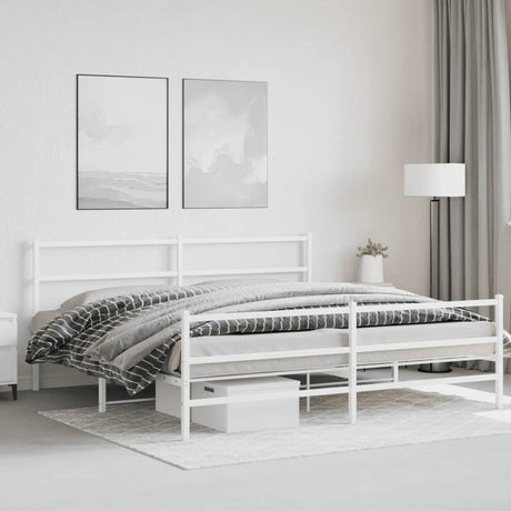 Vidaxl bedframe met hoofd- en voeteneinde metaal wit 200x200 cm