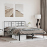 Vidaxl bedframe met hoofdbord metaal zwart 150x200 cm