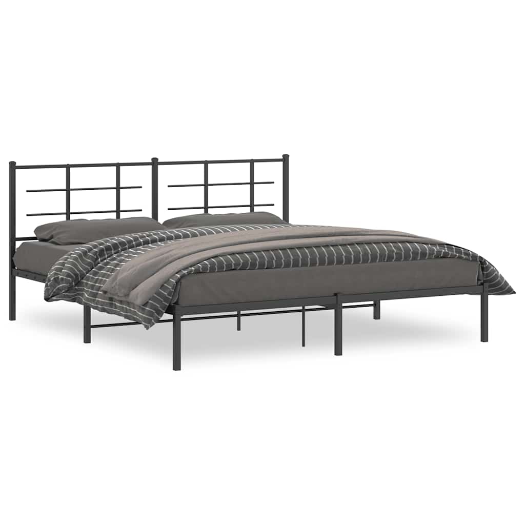 Vidaxl bedframe met hoofdbord metaal zwart 183x213 cm